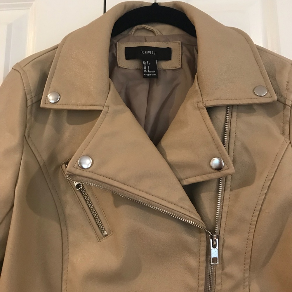 Camel Faux Leather Jacket